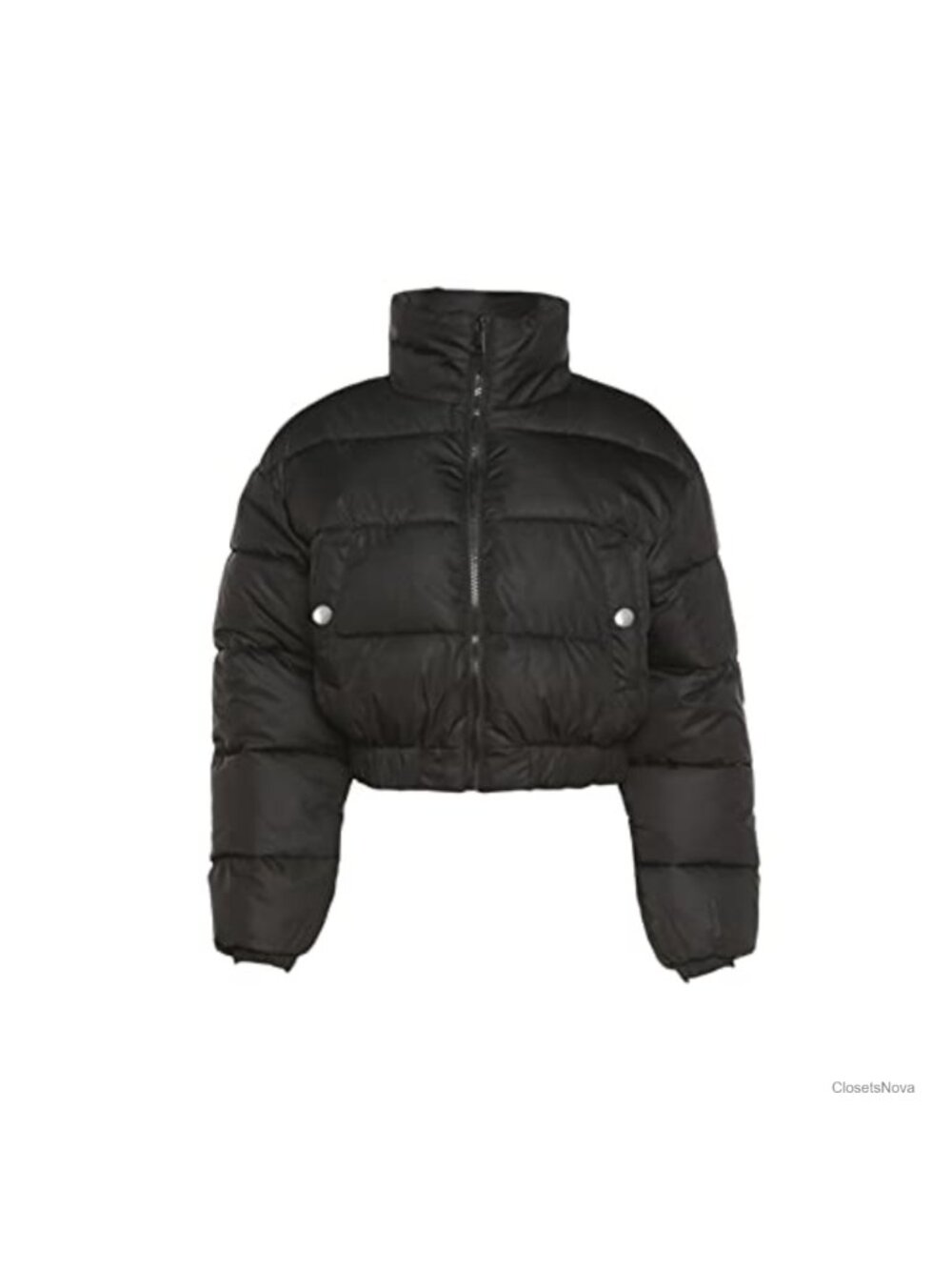 Cropped Puffer Jacket Winter Quilted Zip Up Coat